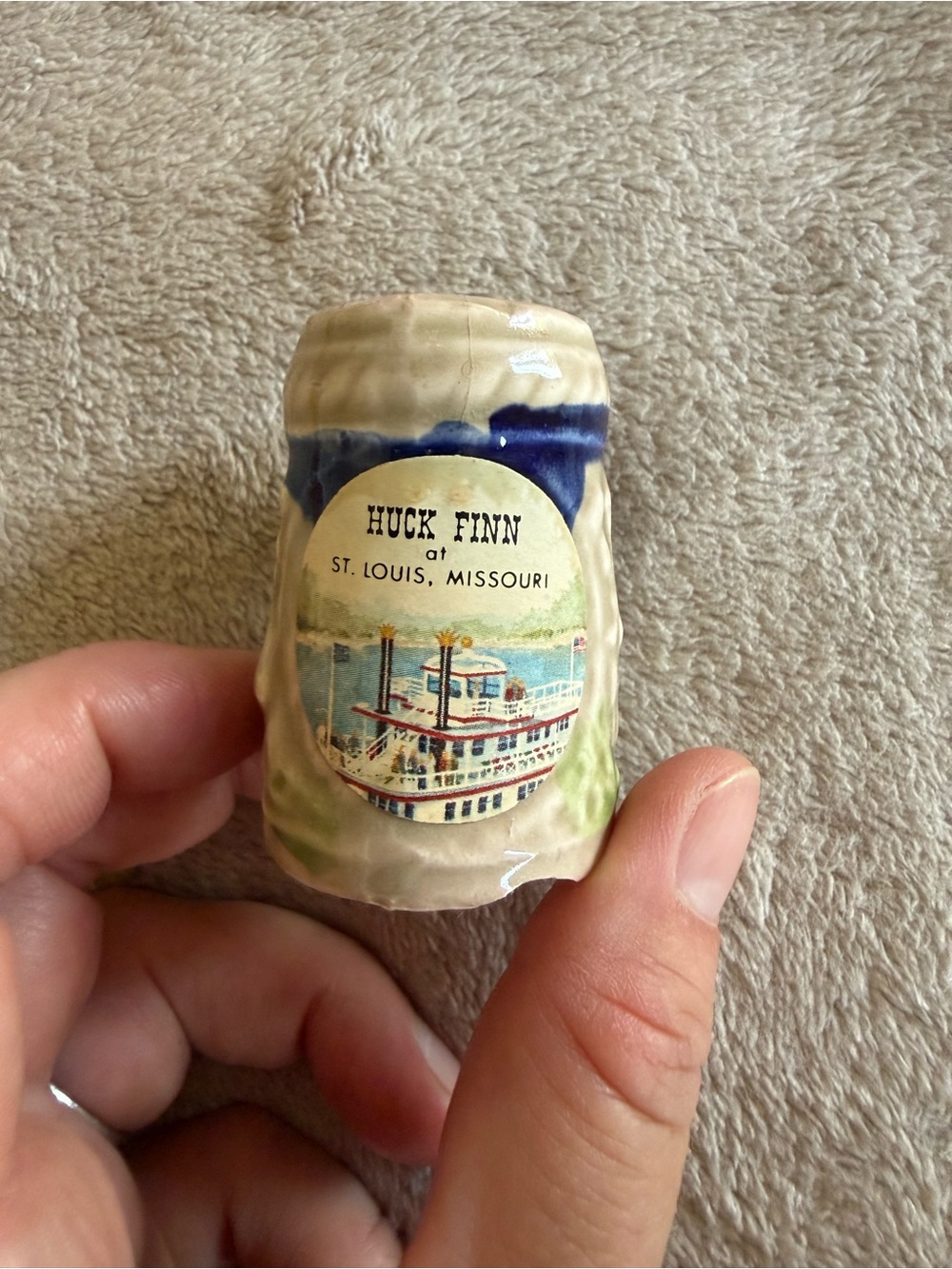 Vintage Miniature Huck Finn at St. Louis, Missouri Beer Stein